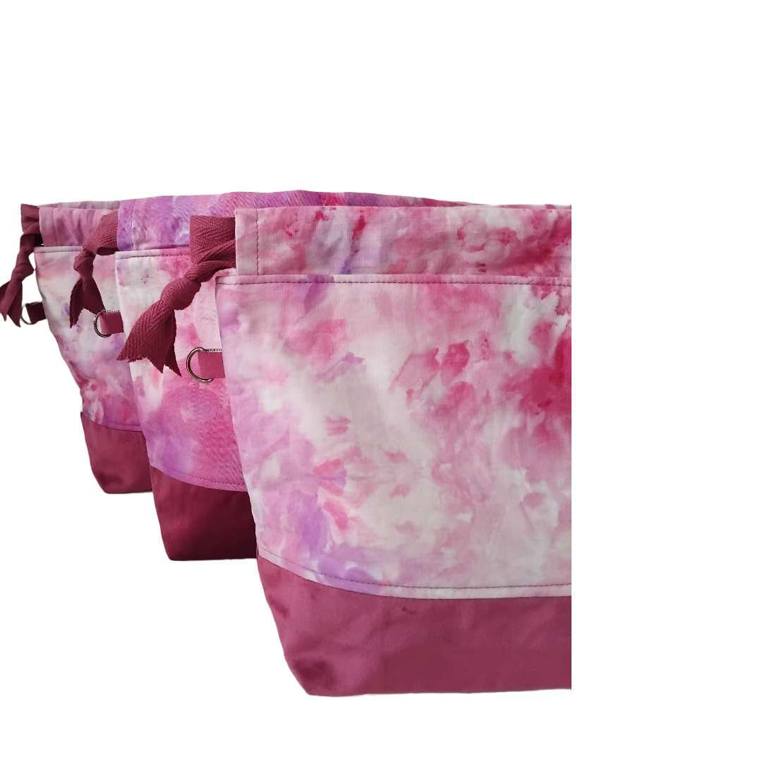 Small Drawstring Bag. Pink - Purple