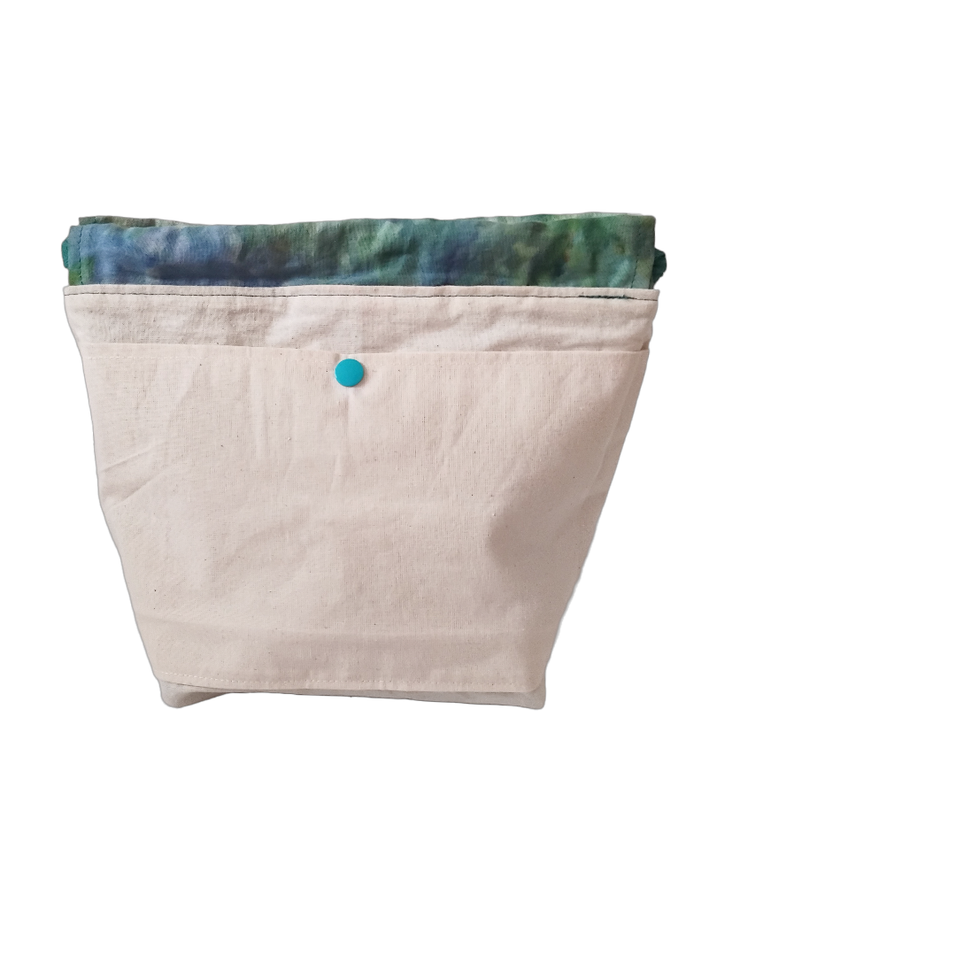 Small Drawstring Bag. Blue - Green