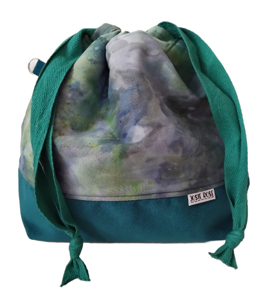 Small Drawstring Bag. Blue - Green