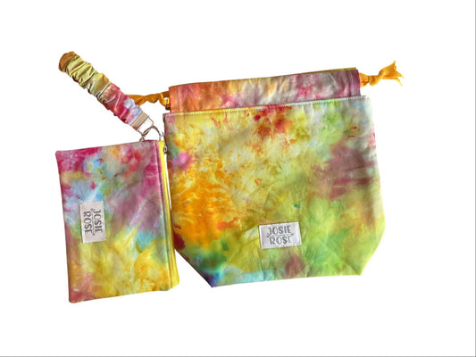Small Drawstring Bag with wrist strap and Notions Pouch
