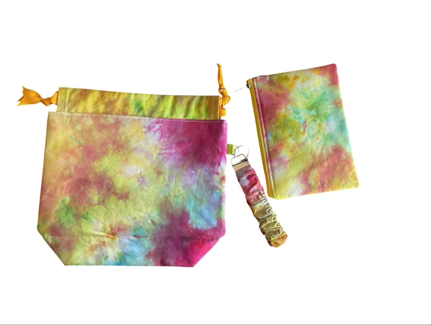 Small Drawstring Bag with wrist strap and Notions Pouch